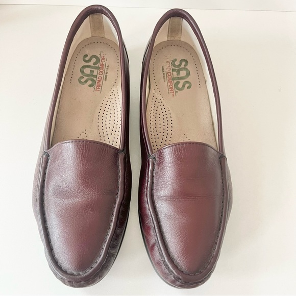 SAS San Antonio Sandals Simplify Women’s Loafers Brown Antique Wine Leather 9 M - Picture 4 of 8